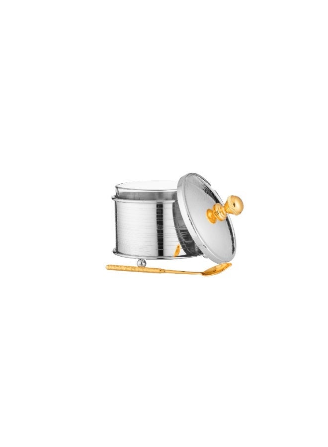 ✨ Luxurious serving sugar bowl with spoon – Rust-resistant metal in a durable silver and gold finish | 9 x 11 cm ✨ - Image 3