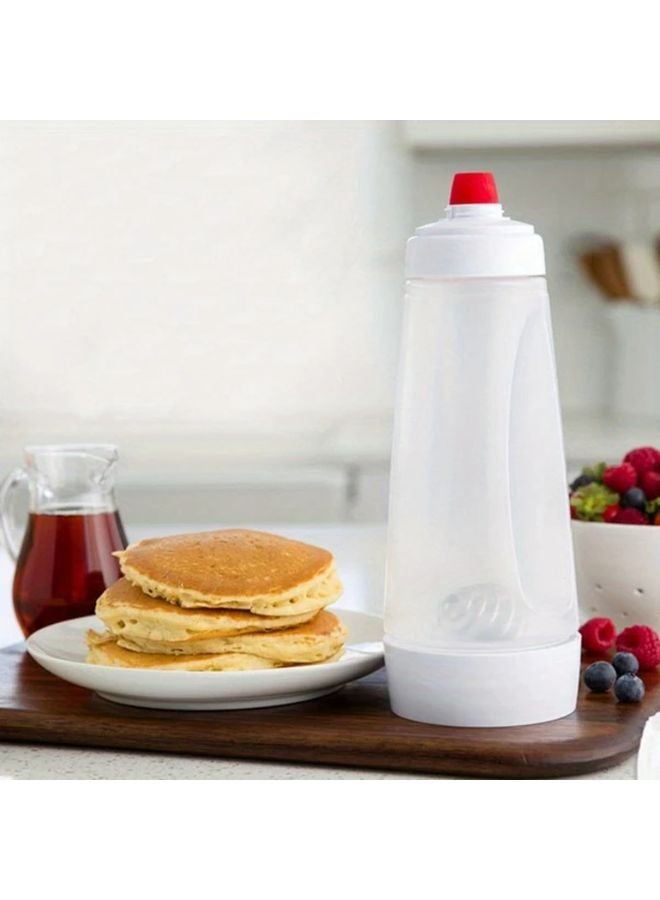 White Batter Dispenser Bottle With Scale Marks Easy Squeeze Design For Pancakes Crepes - Image 3