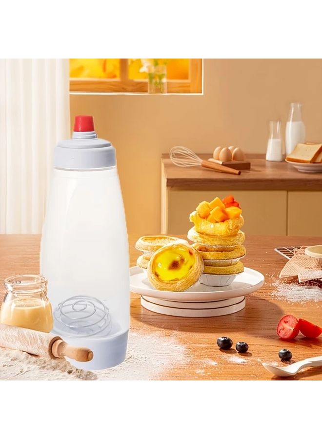 White Batter Dispenser Bottle With Scale Marks Easy Squeeze Design For Pancakes Crepes - Image 4