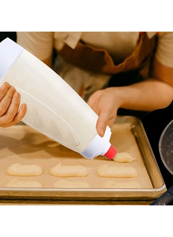 White Batter Dispenser Bottle With Scale Marks Easy Squeeze Design For Pancakes Crepes - Image 5