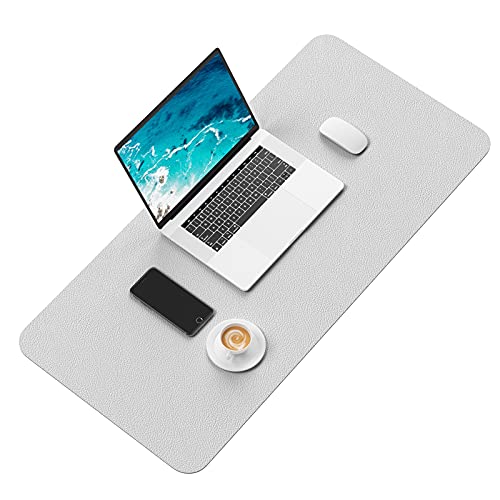 Hsurbtra Desk Pad, 30" x 14" PU Leather Desk Mat, XL Extended Mouse Pad, Waterproof Desktop Blotter Protector, Non-Slip Ultra Thin Large Laptop Keyboard Writing Mat for Office Home, Gray - Image 2