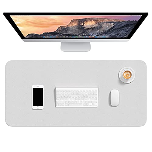 Hsurbtra Desk Pad, 30" x 14" PU Leather Desk Mat, XL Extended Mouse Pad, Waterproof Desktop Blotter Protector, Non-Slip Ultra Thin Large Laptop Keyboard Writing Mat for Office Home, Gray - Image 1