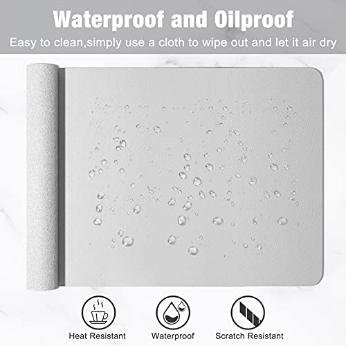 Hsurbtra Desk Pad, 30" x 14" PU Leather Desk Mat, XL Extended Mouse Pad, Waterproof Desktop Blotter Protector, Non-Slip Ultra Thin Large Laptop Keyboard Writing Mat for Office Home, Gray - Image 5