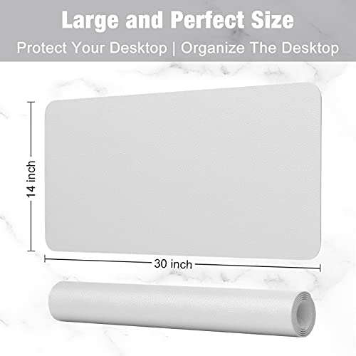 Hsurbtra Desk Pad, 30" x 14" PU Leather Desk Mat, XL Extended Mouse Pad, Waterproof Desktop Blotter Protector, Non-Slip Ultra Thin Large Laptop Keyboard Writing Mat for Office Home, Gray - Image 3