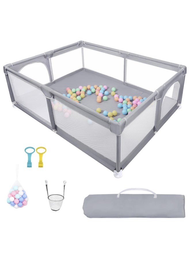 ACPLAY Extra Large Baby Playpen 200×180×66 cm, Safe Non-Toxic Play Yard with Strong Suction Cups, 360° Mesh Sides & Zipper Doors, Easy to Clean & Assemble, Ideal for Home and Outdoor Use - Image 1