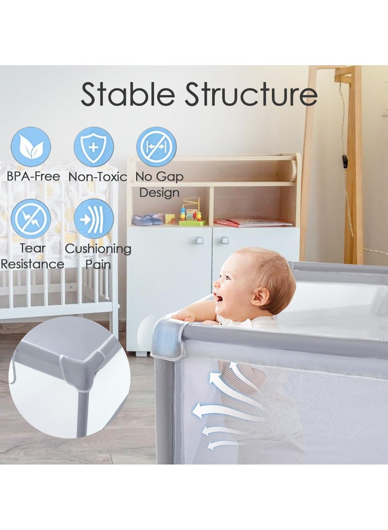 ACPLAY Extra Large Baby Playpen 200×180×66 cm, Safe Non-Toxic Play Yard with Strong Suction Cups, 360° Mesh Sides & Zipper Doors, Easy to Clean & Assemble, Ideal for Home and Outdoor Use - Image 2