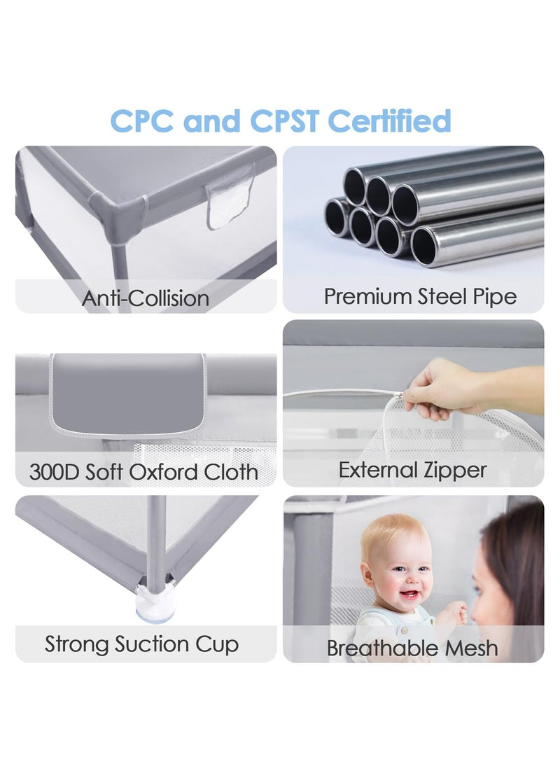 ACPLAY Extra Large Baby Playpen 200×180×66 cm, Safe Non-Toxic Play Yard with Strong Suction Cups, 360° Mesh Sides & Zipper Doors, Easy to Clean & Assemble, Ideal for Home and Outdoor Use - Image 3