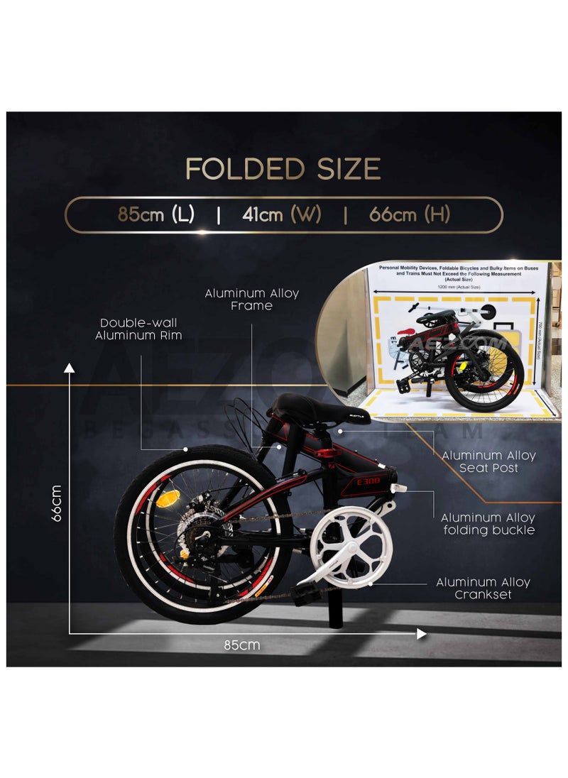 Battle BATTLE 20 Inch Lightweight Folding Bike Free Rear Rack With Straps - Foldable Bicycle For Men & Ladies & Kids (Black)  - Image 2