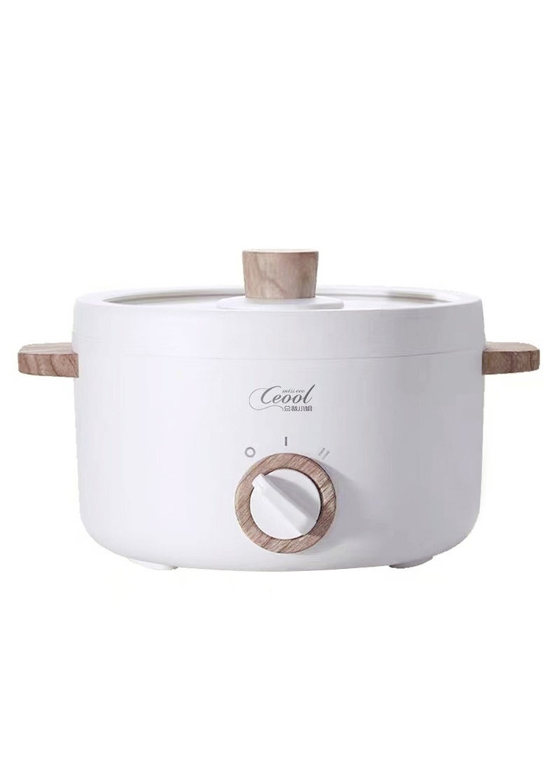 Ceool 1.5L Mini Multifunction Electric Cooker Skillet Portable 600W Cooking Pot Non-stick Multicooker Electric Cooking Hot Pot Machine for Home Office Outdoor (White 3Pin Au/Cn Plug)  - Image 1
