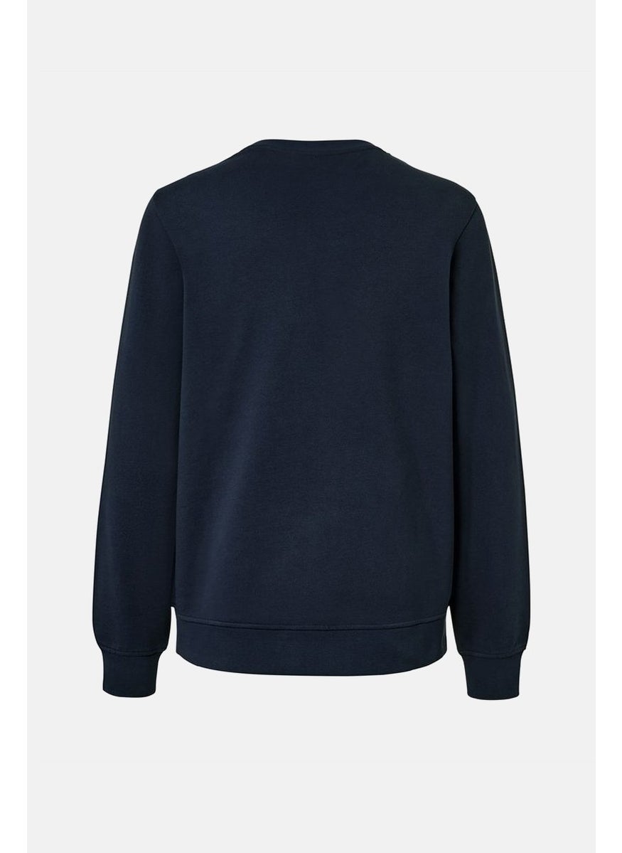 Tchibo Women Textured Long Sleeve Sweatshirt, Navy  - Image 3