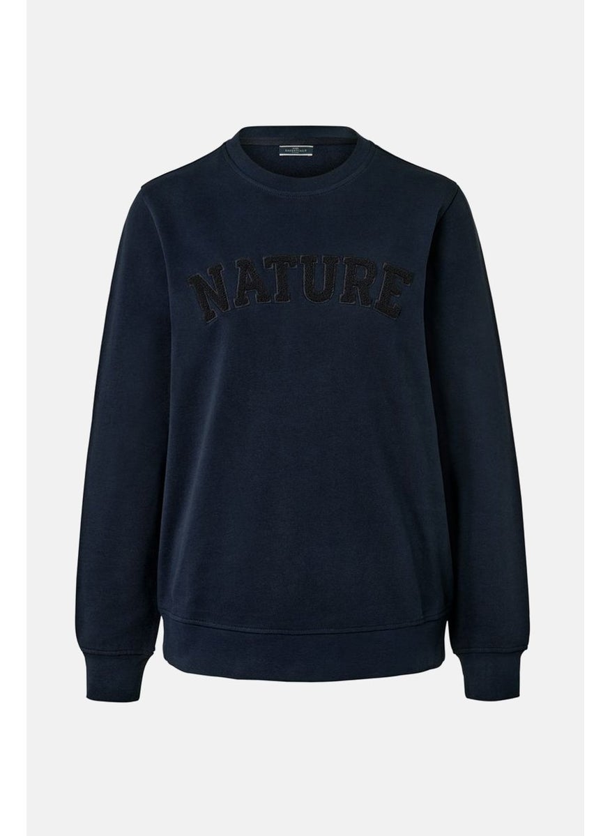 Tchibo Women Textured Long Sleeve Sweatshirt, Navy  - Image 2