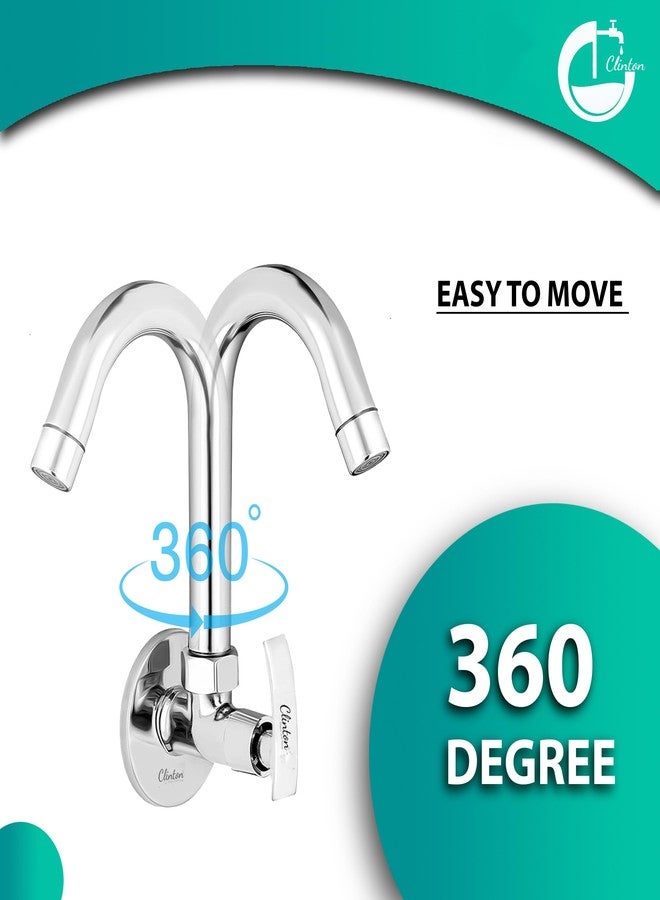 CLINTON Kitchen Faucet with 360° Swivel Spout | Chrome Finish, Silver - Image 3