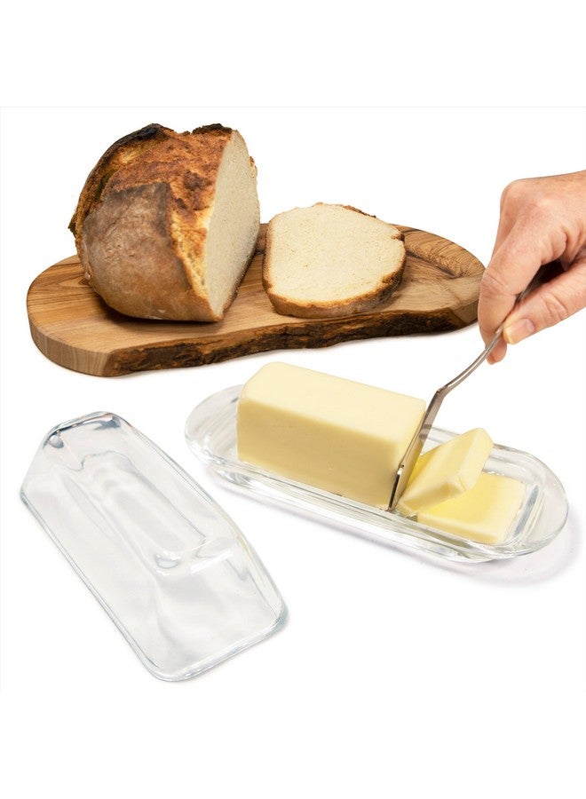 Kangaroo Crystal Glass Butter Dish with Lid, BPA Free, Serving Dish for Butter, Cream Cheese & Small Fruits, Clear Tray, Butter Dish for Refrigerator & Countertop - Image 2