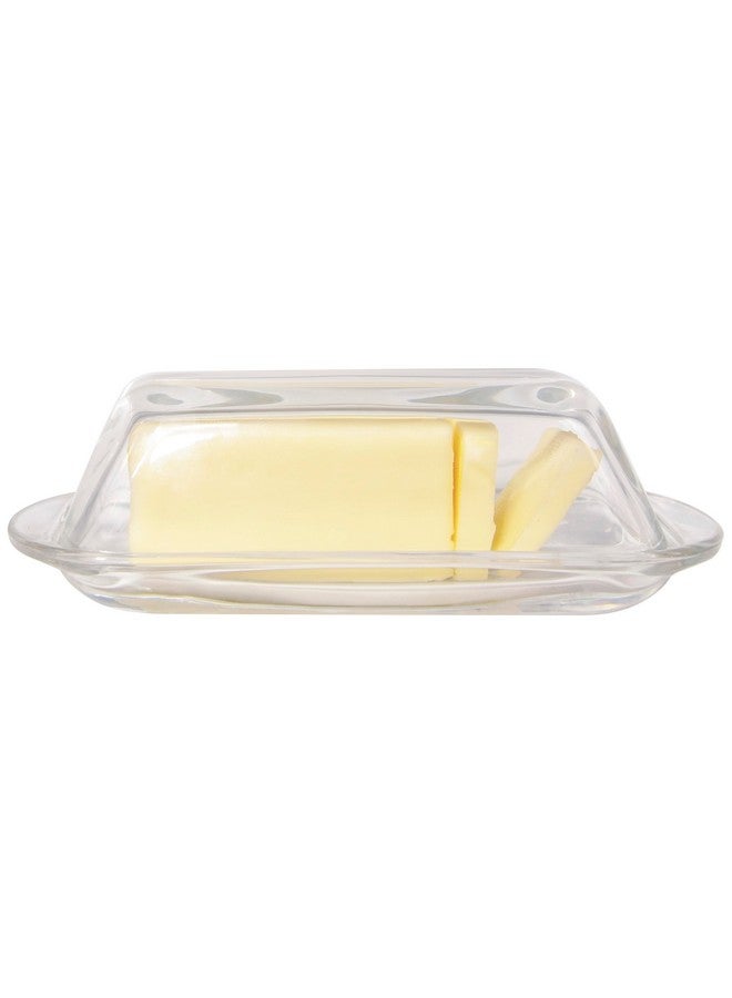 Kangaroo Crystal Glass Butter Dish with Lid, BPA Free, Serving Dish for Butter, Cream Cheese & Small Fruits, Clear Tray, Butter Dish for Refrigerator & Countertop - Image 1