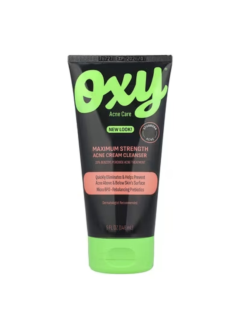 Oxy Skin Care Soothing Cream Acne Cleanser with Prebiotics Maximum Strength 5 fl oz 148 ml - Image 2