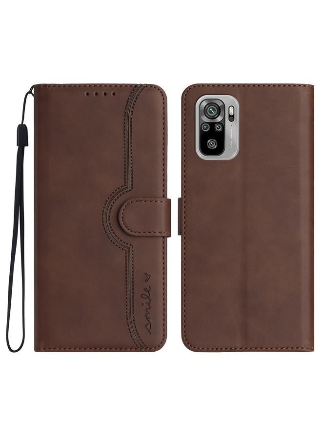 The Bros Heart Pattern Skin Feel Leather Phone Case For Xiaomi Redmi Note 10 4G Global/Note 10S Global/Note 11SE 4G India/Poco M5s 4G Global