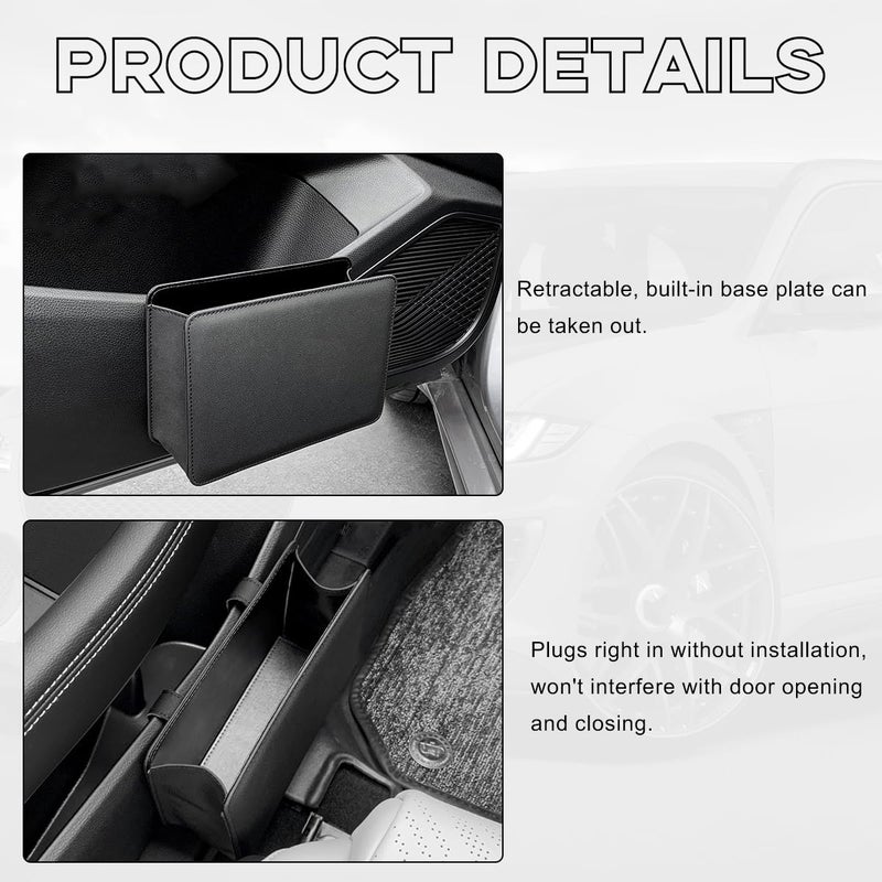 Yourkar Car Trash Can, Foldable Waterproof Leather Car Garbage Organizer Holder, Automotive Mini Dustbin Container with One Roll Trash Bag, Universal Interior Car Accessories (Beige) - Image 3