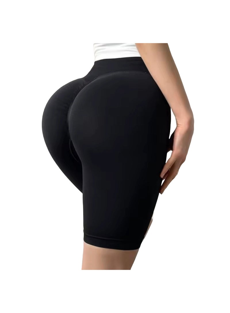 Sweet Cathy Seamless Yoga Shorts High Waist Sportswear Tummy Control Butt Lift Stretchable Tights Waist Compression Scrunch Butt Fitness Gym Stretchable for Women - Image 2