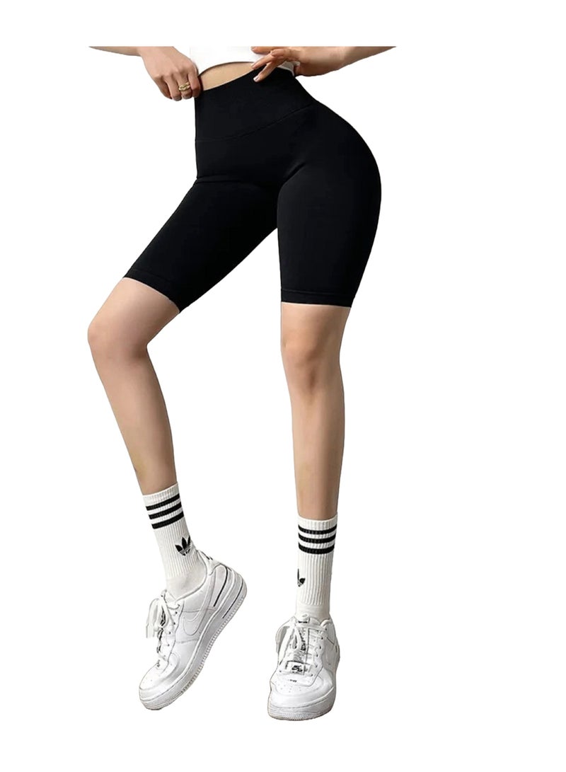 Sweet Cathy Seamless Yoga Shorts High Waist Sportswear Tummy Control Butt Lift Stretchable Tights Waist Compression Scrunch Butt Fitness Gym Stretchable for Women - Image 5