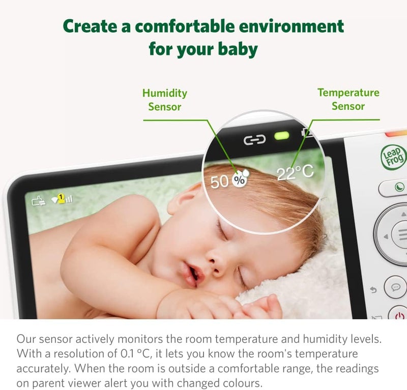 LeapFrog LF815HD Smart Video Baby Monitor – 5" HD Parent Viewer with Remote App Access, Color Night Vision, Temperature & Humidity Sensor, Soothing Sounds & Night Light - Image 4