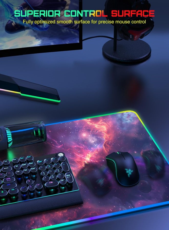 TopMade RGB Gaming Mouse Pad with 15W Wireless Charging, 31.5” x 15.8” XXL Large Desk Mat Home Office Keyboard Pad for Desk, Waterproof Mousepad with Smooth Surface, Non-Slip Base, Galaxy Nebula - Image 5