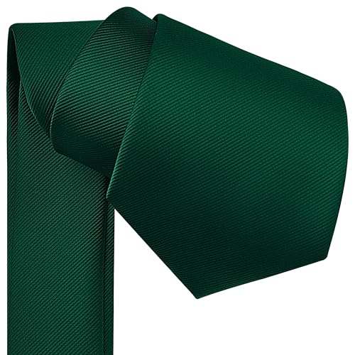 Branduce Dark Green Ties for Men Solid Plain Color Silk Tie Jacquard Woven 63'' Extra Long Neckties Suit for Tall and Big Men (TA10-02) - Image 3