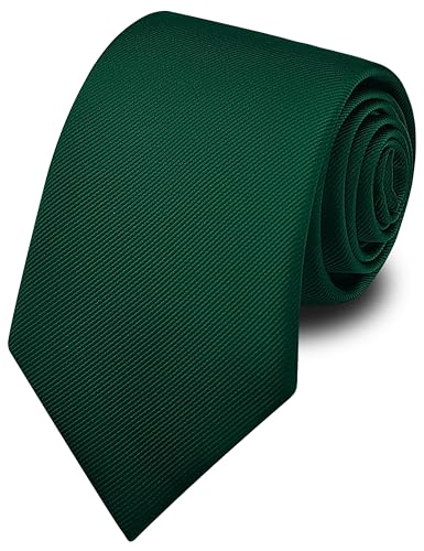 Branduce Dark Green Ties for Men Solid Plain Color Silk Tie Jacquard Woven 63'' Extra Long Neckties Suit for Tall and Big Men (TA10-02) - Image 1