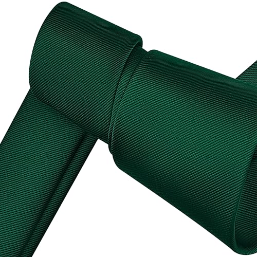 Branduce Dark Green Ties for Men Solid Plain Color Silk Tie Jacquard Woven 63'' Extra Long Neckties Suit for Tall and Big Men (TA10-02) - Image 4