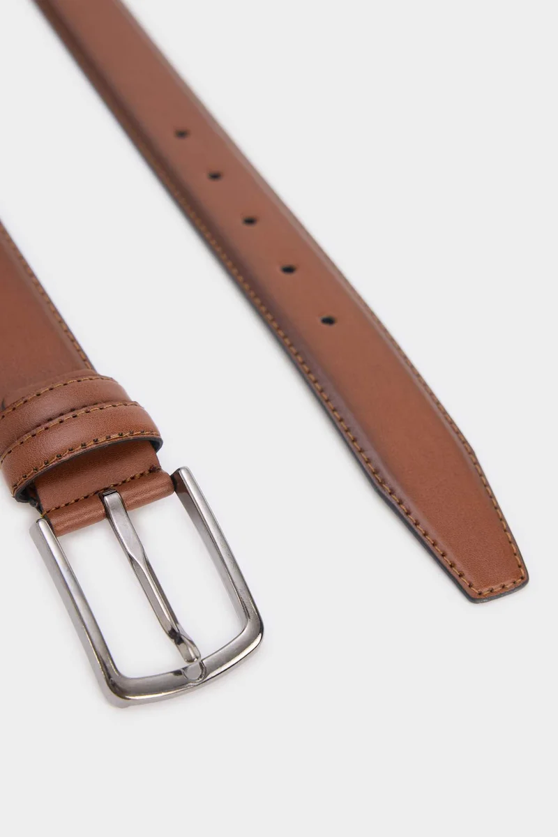 ديفاكتو Man Rectangular Buckle Faux Leather Belt