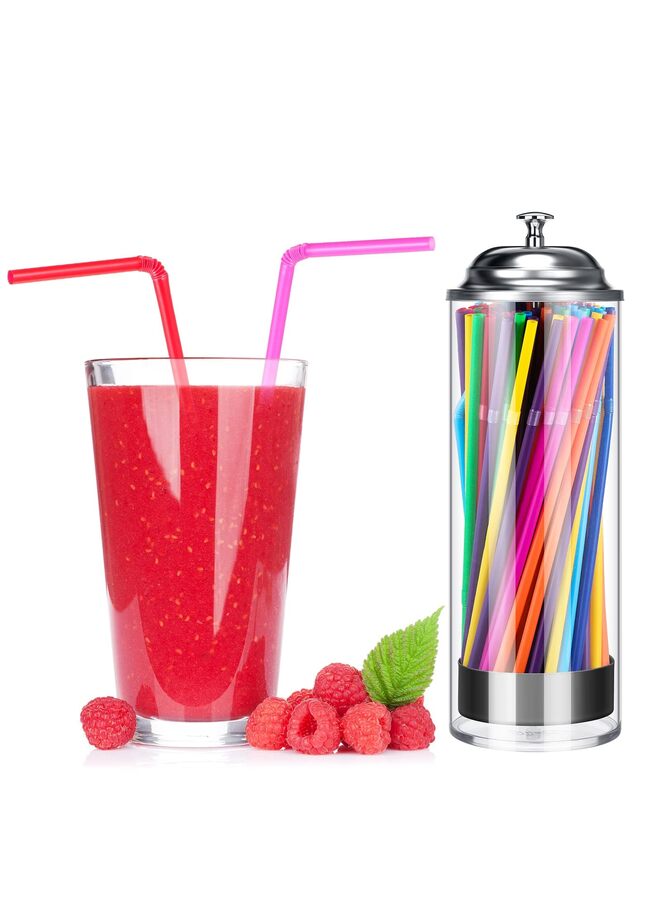 Plastic Straw Dispenser, 10.6" Acrylic Plastic Straw Dispenser for Counter with Lid, Straw Holder for Standard Size Drinking Straws(Silver) - Image 4