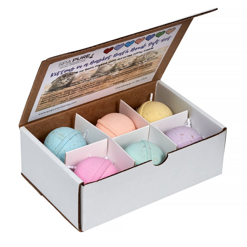 Spa Pure Kittens in Basket: 6 Adorable Kittens Hiding Inside Each Colorful Bath Bomb  XL 5 oz Each (6 Count) Pack of 1  Multicolor - Image 4