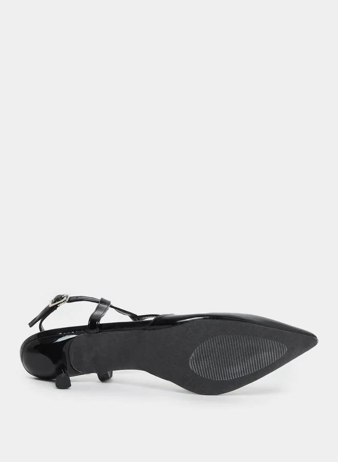 Styli Styli Pointed Toe Ankle Strap Kitten Heel Shoes