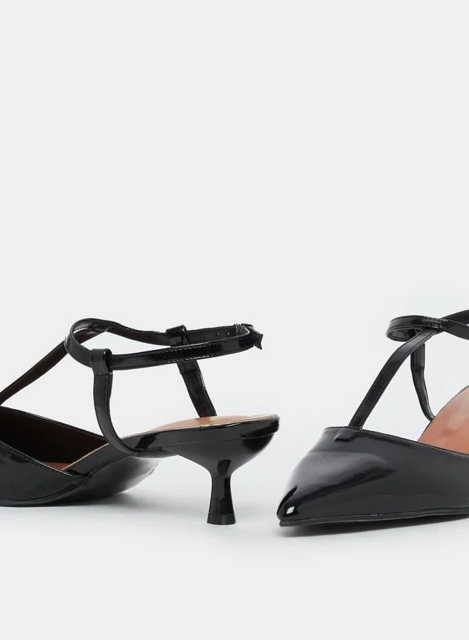 Styli Styli Pointed Toe Ankle Strap Kitten Heel Shoes