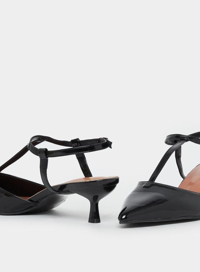 Styli Pointed Toe Ankle Strap Kitten Heel Shoes - Image 4