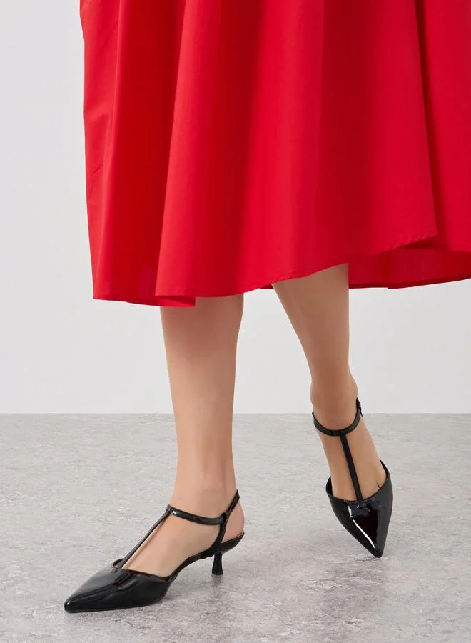 Styli Styli Pointed Toe Ankle Strap Kitten Heel Shoes