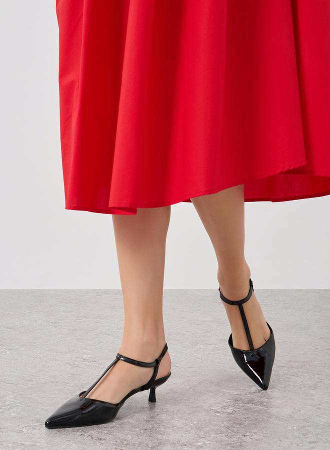 Styli Pointed Toe Ankle Strap Kitten Heel Shoes - Image 2