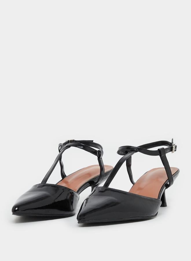Styli Pointed Toe Ankle Strap Kitten Heel Shoes - Image 3
