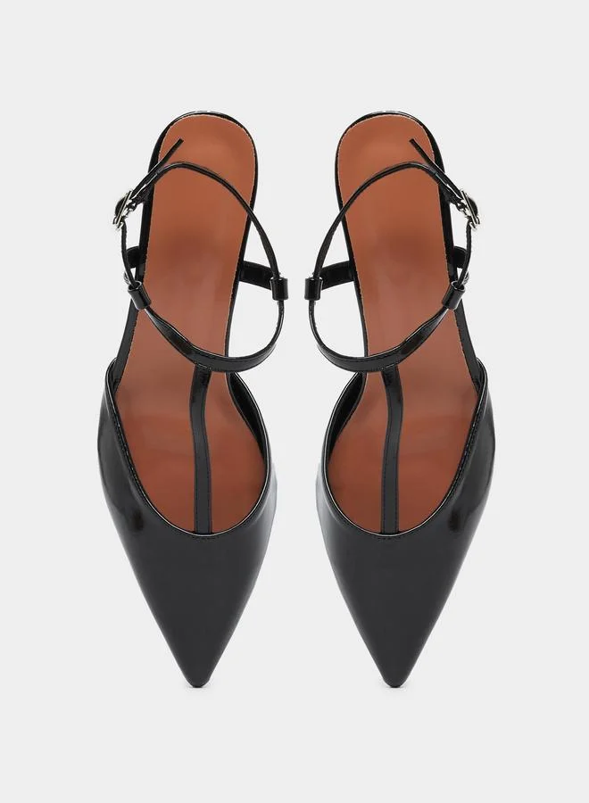 Styli Styli Pointed Toe Ankle Strap Kitten Heel Shoes