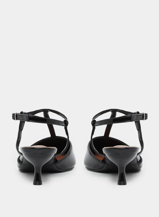 Styli Styli Pointed Toe Ankle Strap Kitten Heel Shoes