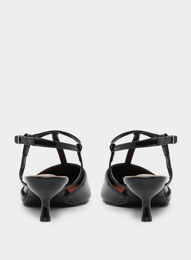 Styli Pointed Toe Ankle Strap Kitten Heel Shoes - Image 5