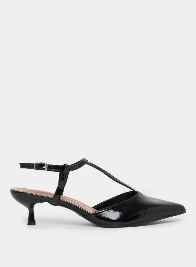 Styli Styli Pointed Toe Ankle Strap Kitten Heel Shoes