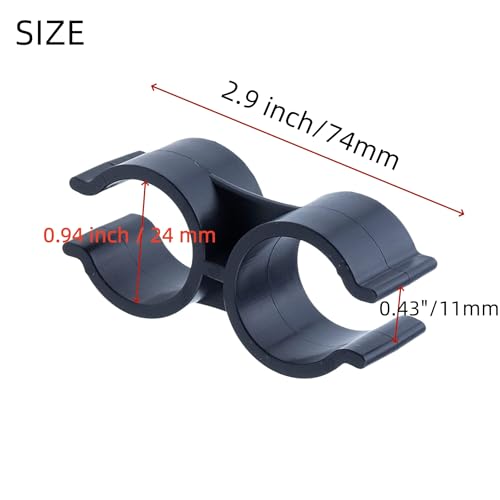 Mcredy 10 PCS Double Port Pipe Clamp Clips 24 mm/0.93 Inch Diameter Double Pipe Clamp Shelf Pole Connector Panel Tube Clamps Clips Buckle - Image 2