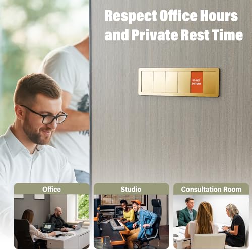 EliteSign Office Door Signs -6 Options Do Not Disturb, In A Meeting, Out Of Office, Working Remotely, Back Soon Please Knock,Privacy Door Slider Sign for Meeting & Conference Room Brushed Gold - Image 3
