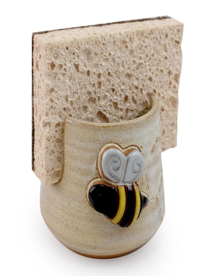 Modern Artisans حامل إسفنجة مطبخ من الخزف الأمريكي الصنع، بنقشة النحلة النشيطة - Image 3