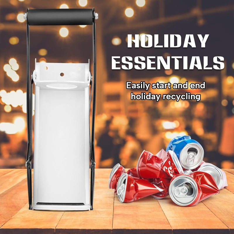 GYE 16 oz Metal Aluminum Can Crusher, Wall Mounted Heavy Duty Smasher for Aluminum Seltzer, Soda, Beer Cans And Bottles for Recycling, Gadgets for Home (White) - Image 2