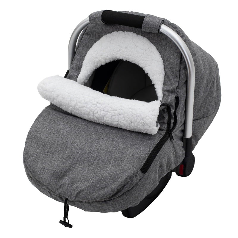 Kaseeous Winter Carseat Cover Sherpa Fleece Baby Car Seat Cover for Cold Weather Warm Snug Infant Car Seat Canopy for Boys Girls Universal Newborn Carrier Covers Protect Baby from Snow Wind - Image 2