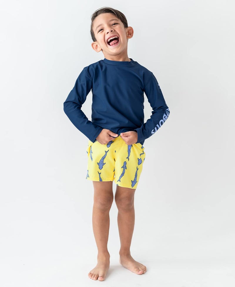 RUGGEDBUTTS Boys UPF50+ Sun Protection Animal Swim Trunks - Jawsome, 2T - Image 2