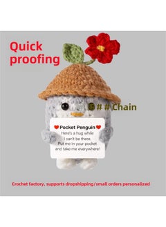 Handmade Crochet Owl Positive Bee Wool Woven Positive Energy Potato Sloth Baby-Color:Red Flower Hat Penguin