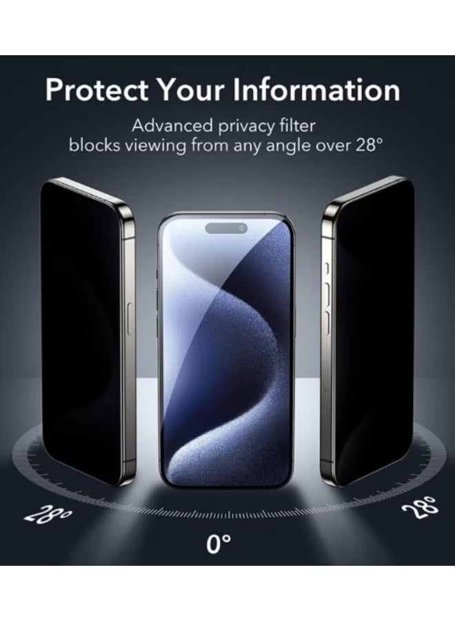 2-Pack for iPhone 17 Privacy Screen Protector, 9H Hardness, 28° Blocks Views, Anti-spy Tempered-Glass [100% Privacy Protection] Support Face ID, Case Friendly, Scratch Resistant and Easy Installation - Image 3