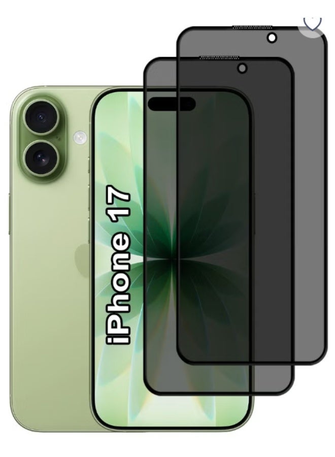 2-Pack for iPhone 17 Privacy Screen Protector, 9H Hardness, 28° Blocks Views, Anti-spy Tempered-Glass [100% Privacy Protection] Support Face ID, Case Friendly, Scratch Resistant and Easy Installation - Image 1